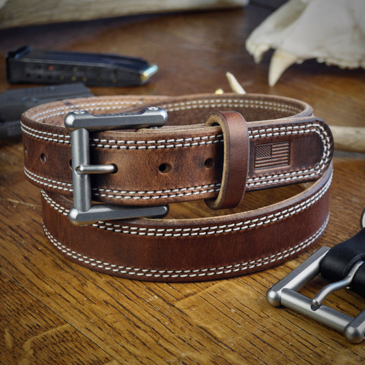 The Patriot Double Stitched Belt from Macks Belts